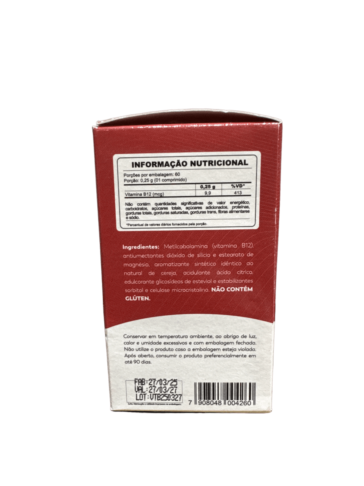 VITAMINA B12 250MG CEREJA 60 CÁPSULAS — UNIÃO VEGETAL