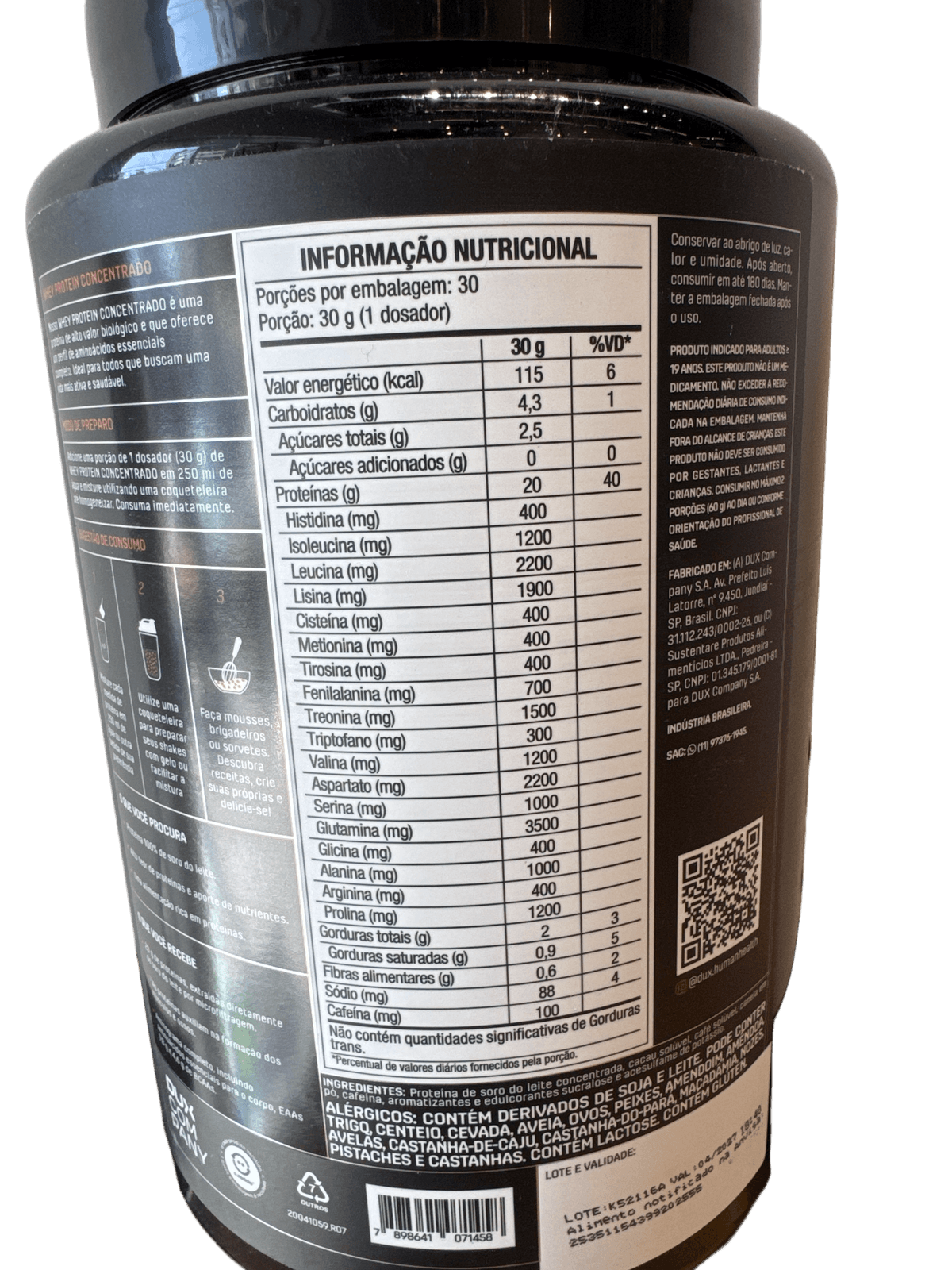 WHEY PROTEIN CONCENTRADO CAPPUCCINO 900G — DUX