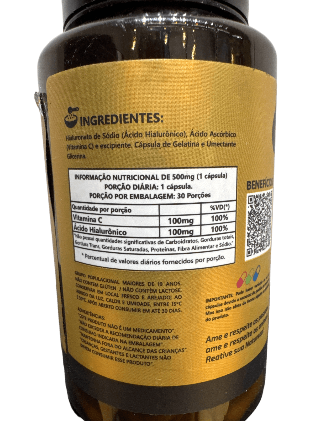 ÁCIDO HIALURÔNICO + VITAMINA C 30 CÁPSULAS — REATIVA