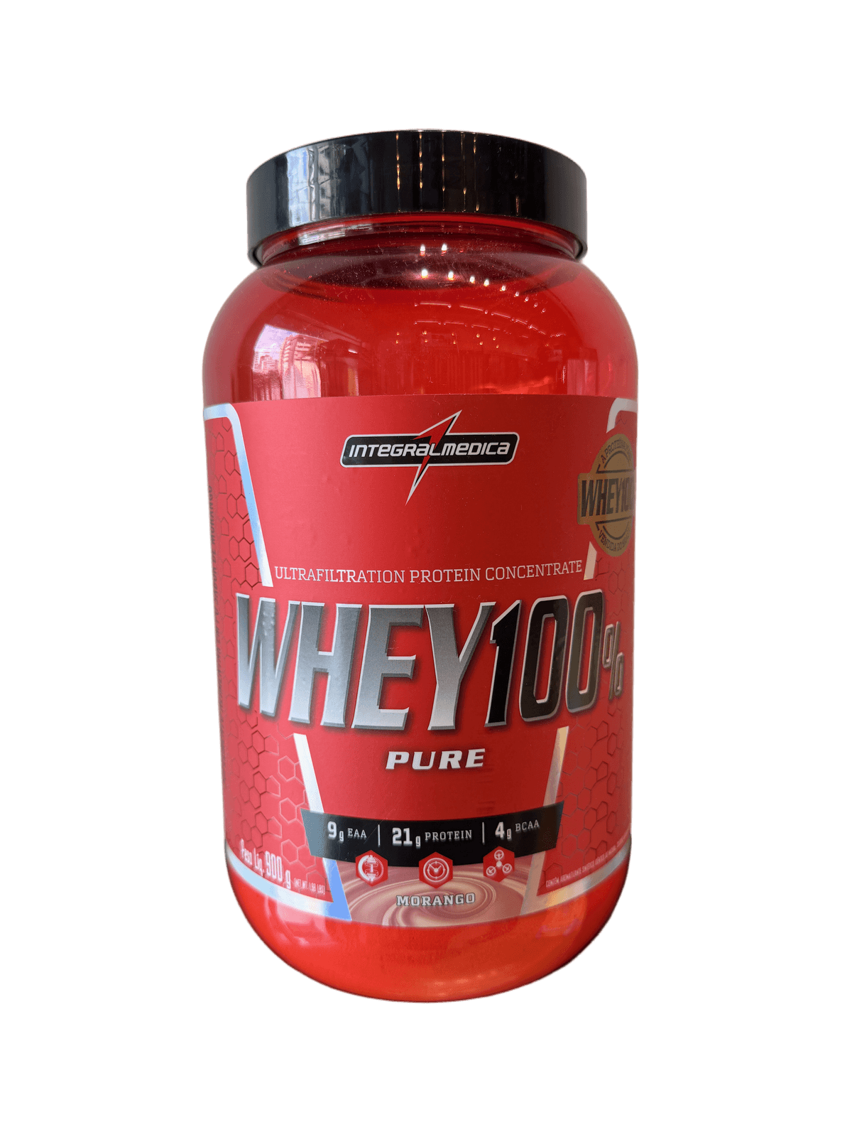 WHEY 100% PURE MORANGO 900G — INTEGRAL MEDICA — INTEGRAL MEDICA