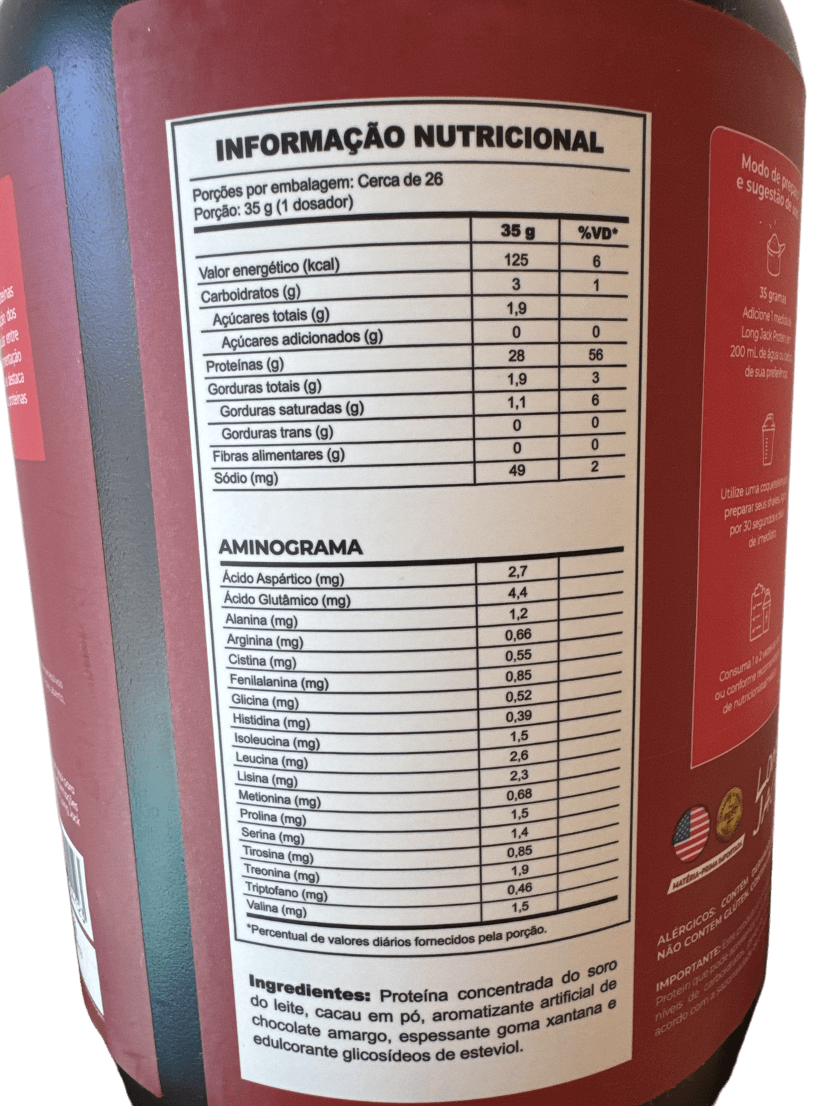 PROTEIN LONG JACK CHOCOLATE BELGA 900G