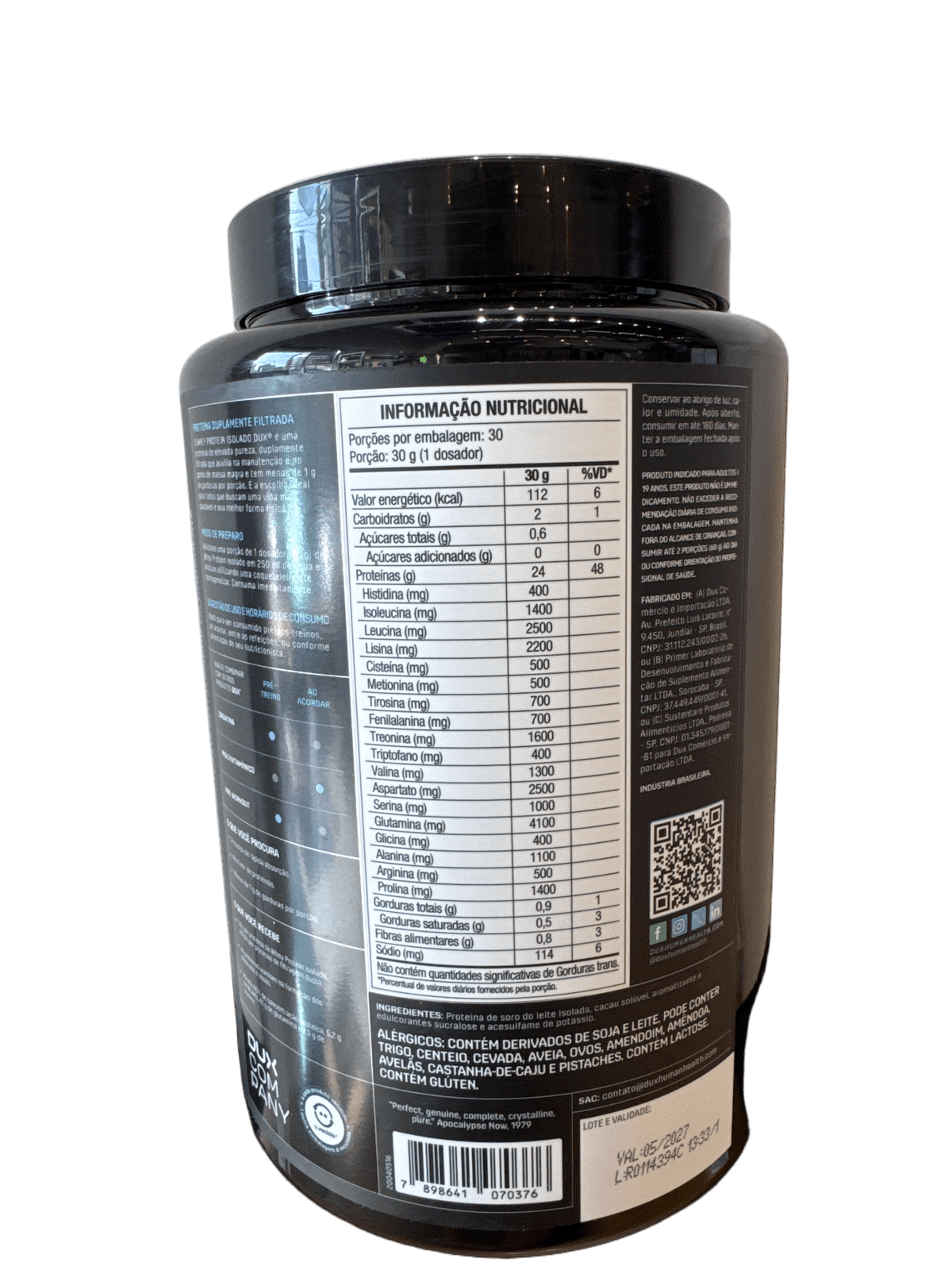 WHEY PROTEIN ISOLADO CHOCOLATE 900G — DUX