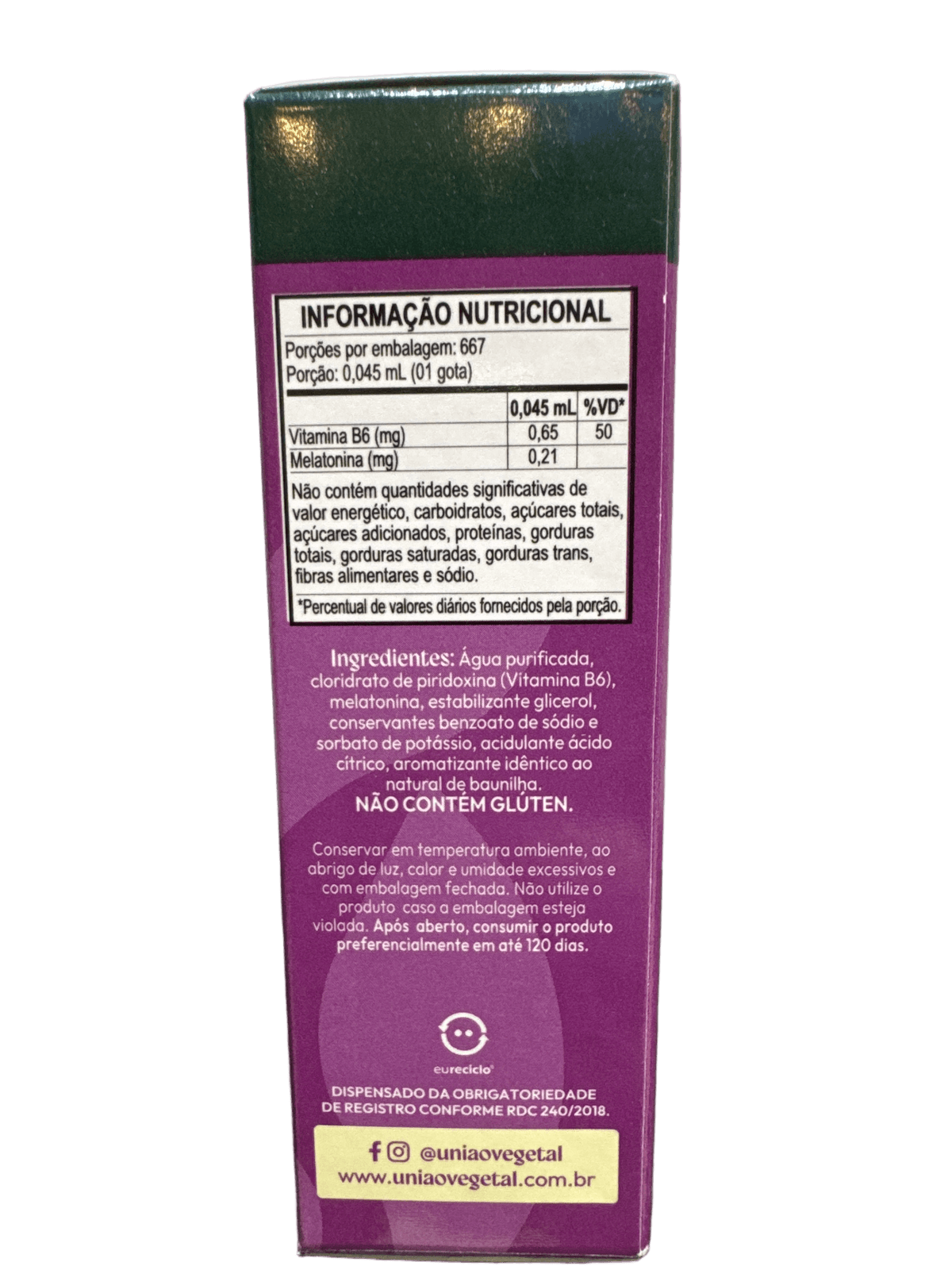 MELATONINA COM VITAMINA B6 210MCG 30ML — UNIAO VEGETAL