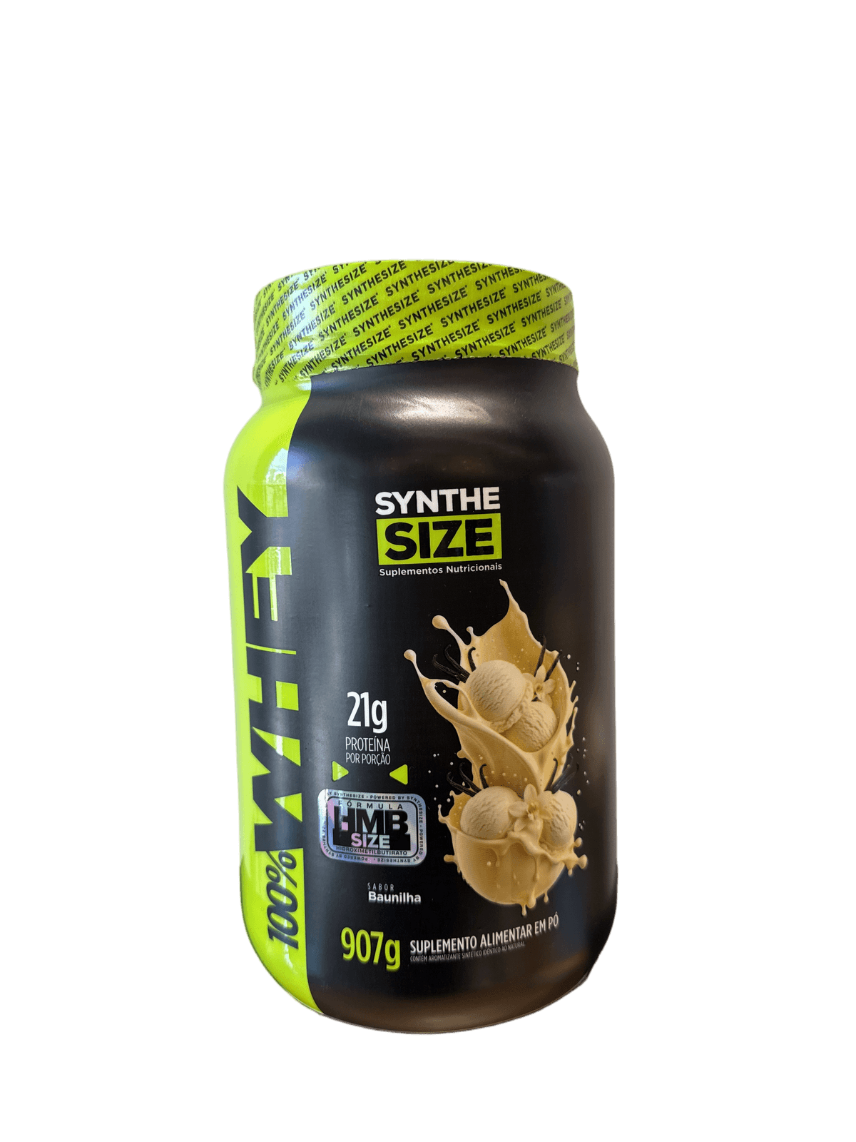 100% WHEY CONCENTRATED BAUNILHA 907G — SYNTHE SIZE — SYNTHE SIZE