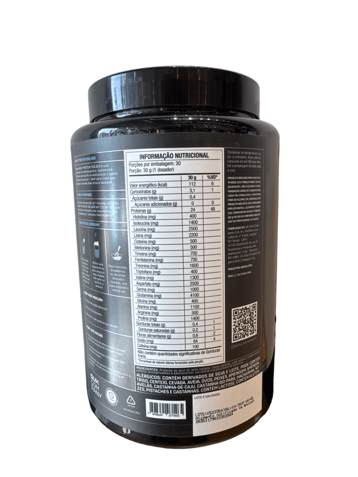 WHEY PROTEIN ISOLADO CAPPUCCINO 900G — DUX