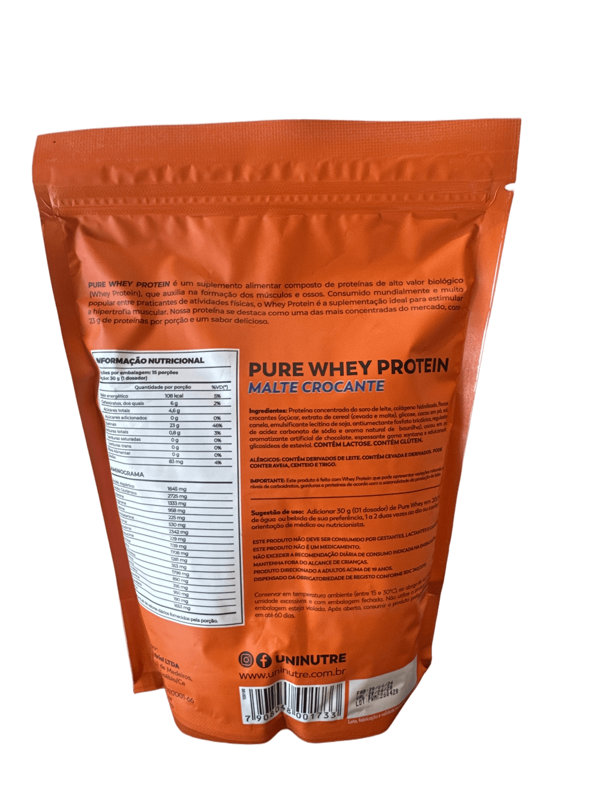 UNINUTRE PURE WHEY PROTEIN MALTE CROCANTE REFIL 450G