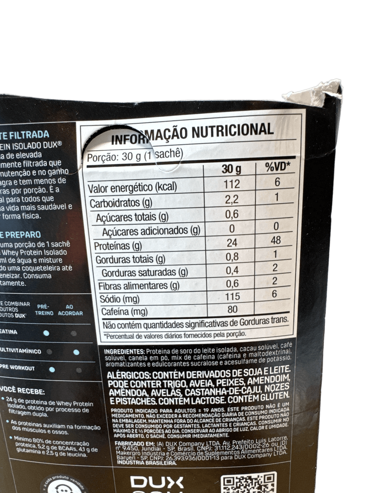 SACHE WHEY PROTEIN ISOLADO CAPPUCCINO 30G — DUX