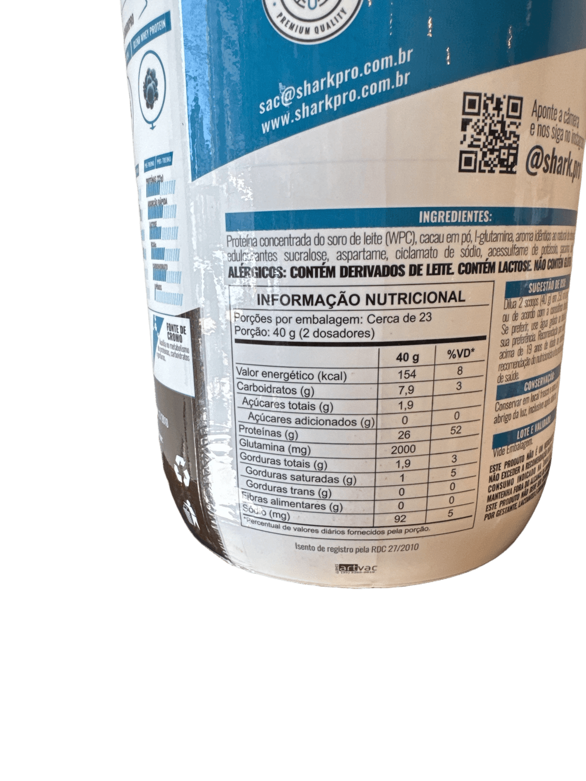 100% WHEY PROTEIN 900G CHOCOLATE — SHARK PRO