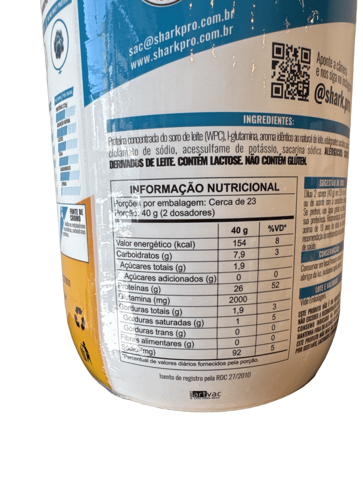 100% WHEY PROTEIN 900G LEITINHO — SHARK PRO