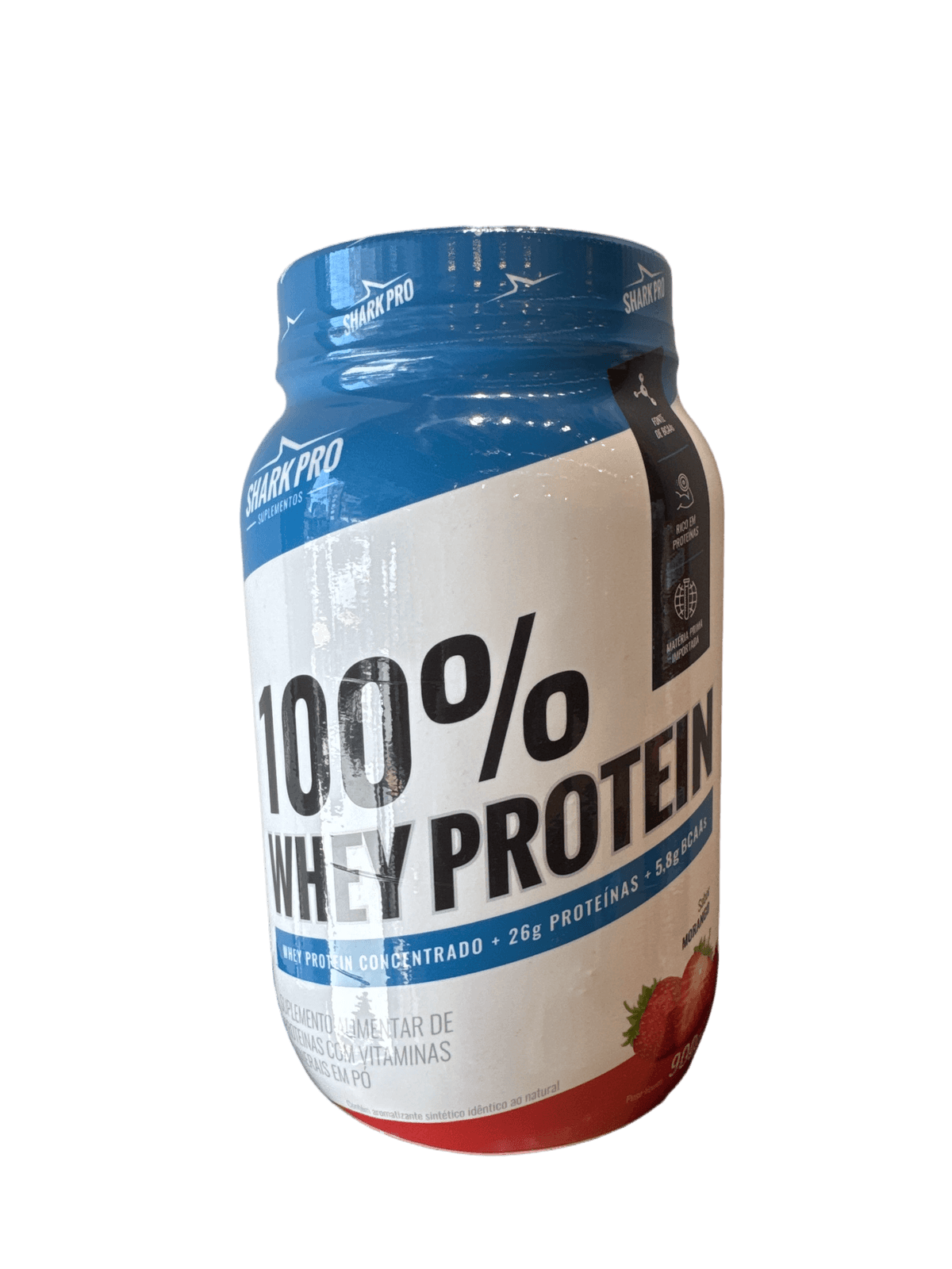 100% WHEY PROTEIN 900G MORANGO — SHARK PRO — SHARK PRO