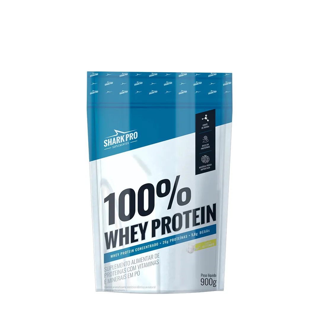 SHARK PRO 100% WHEY PROTEIN REFIL 900G LEITINHO