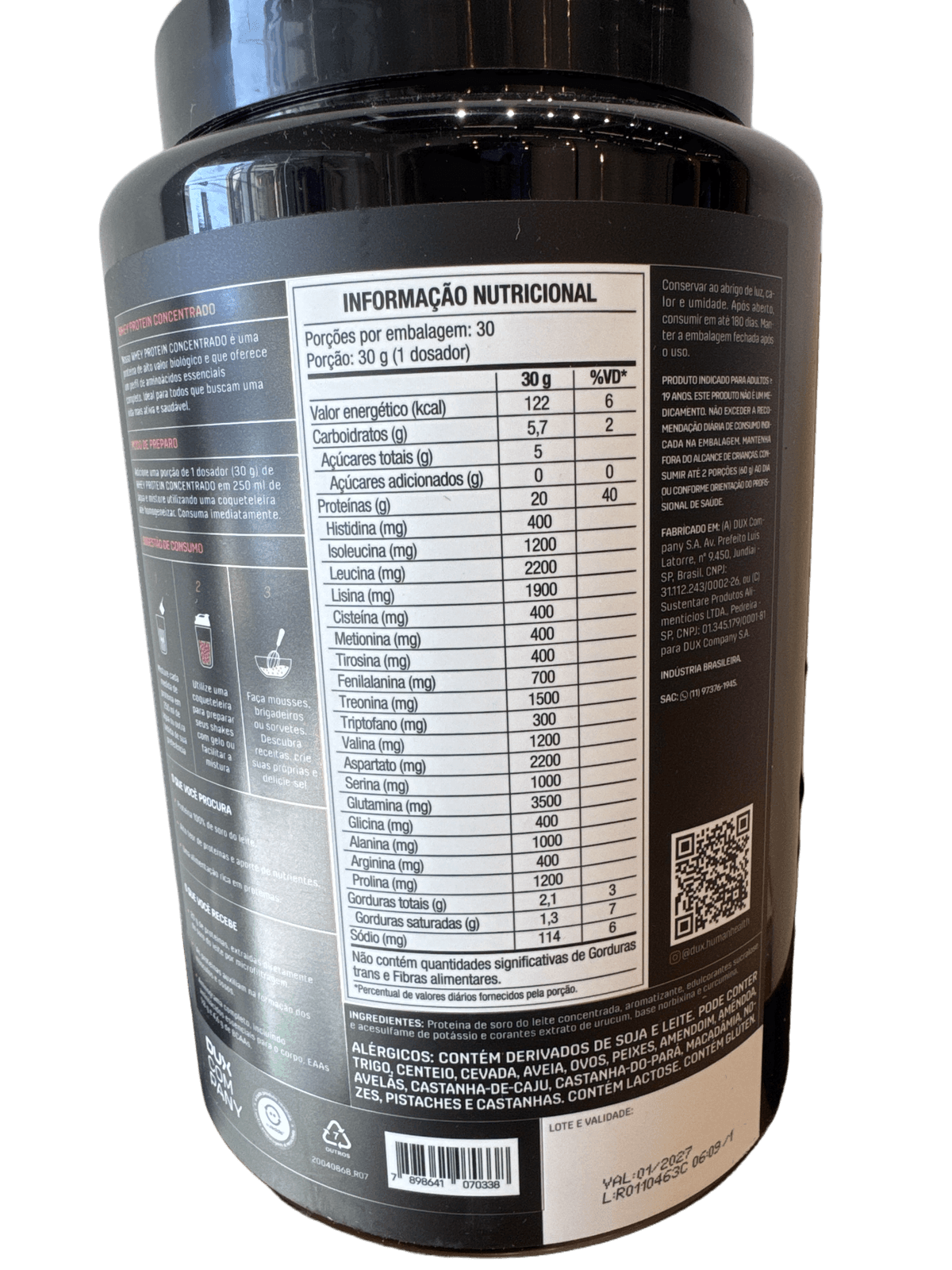 WHEY PROTEIN CONCENTRADO BAUNILHA 900G — DUX