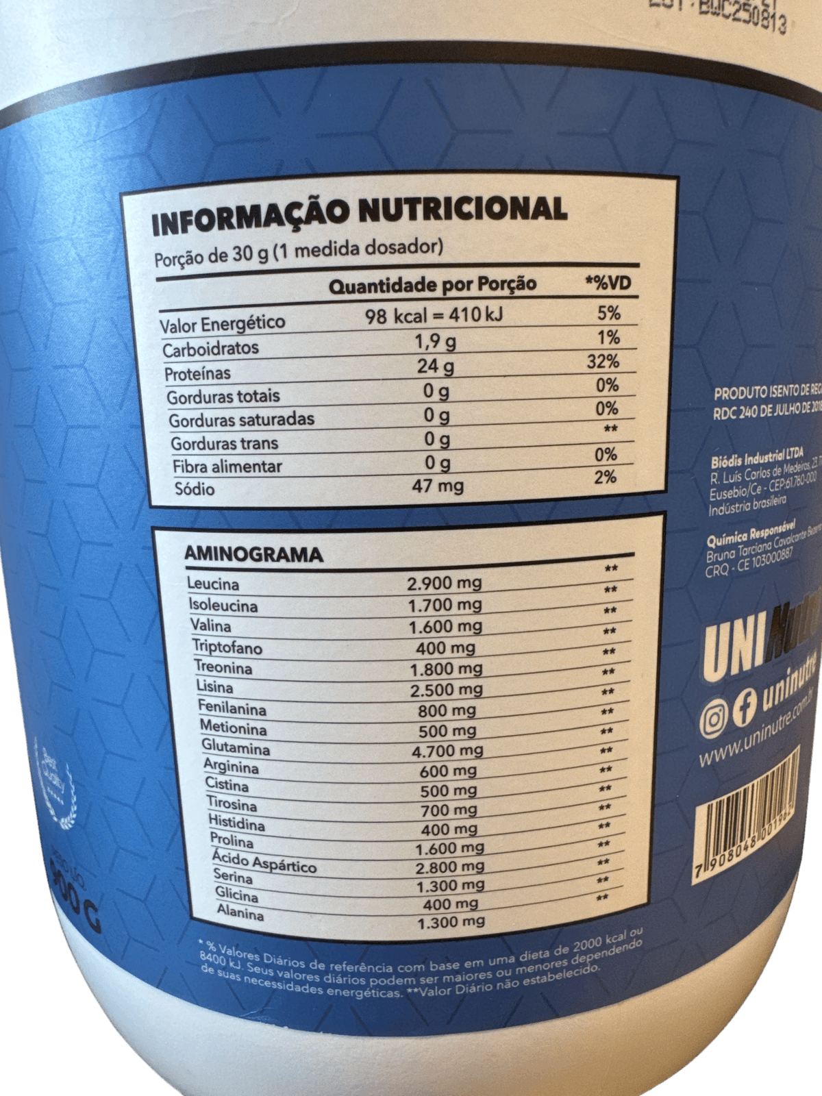 BIO WHEY CHOCOLATE 900G — UNINUTRE — UNINUTRE
