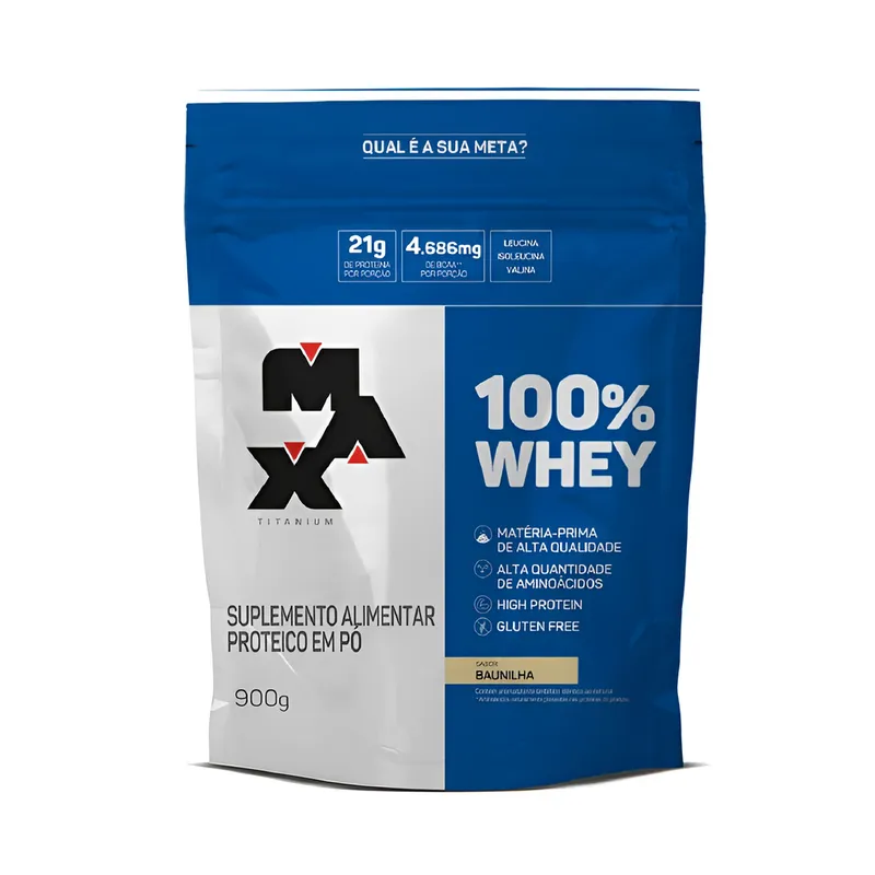 MAX TITANIUM 100% WHEY REFIL BAUNILHA 900G 
