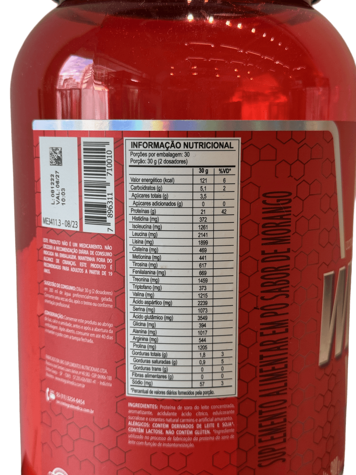 WHEY 100% PURE MORANGO 900G — INTEGRAL MEDICA — INTEGRAL MEDICA