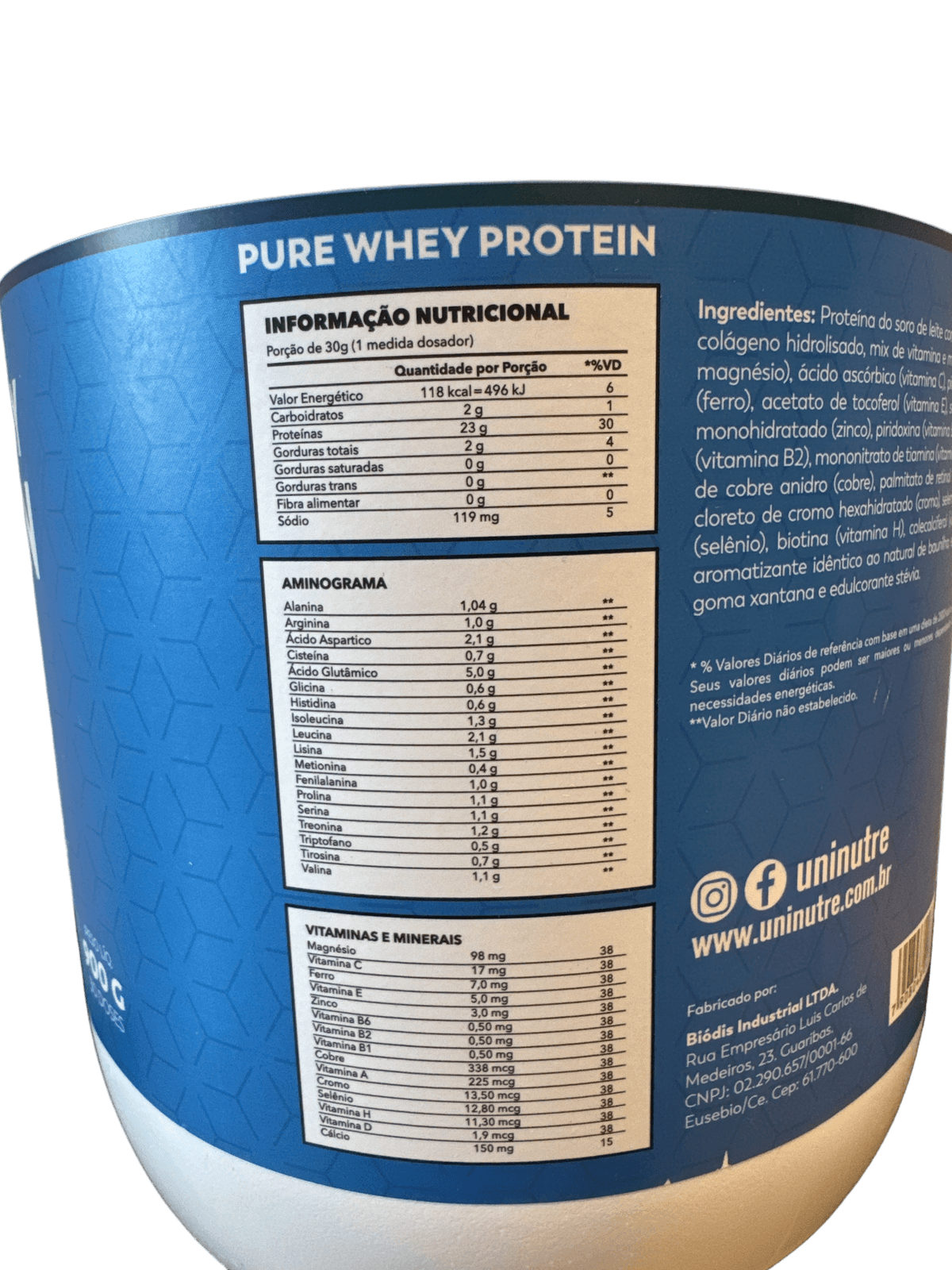 PURE WHEY PROTEIN BAUNILHA 900G — UNINUTRE — UNINUTRE