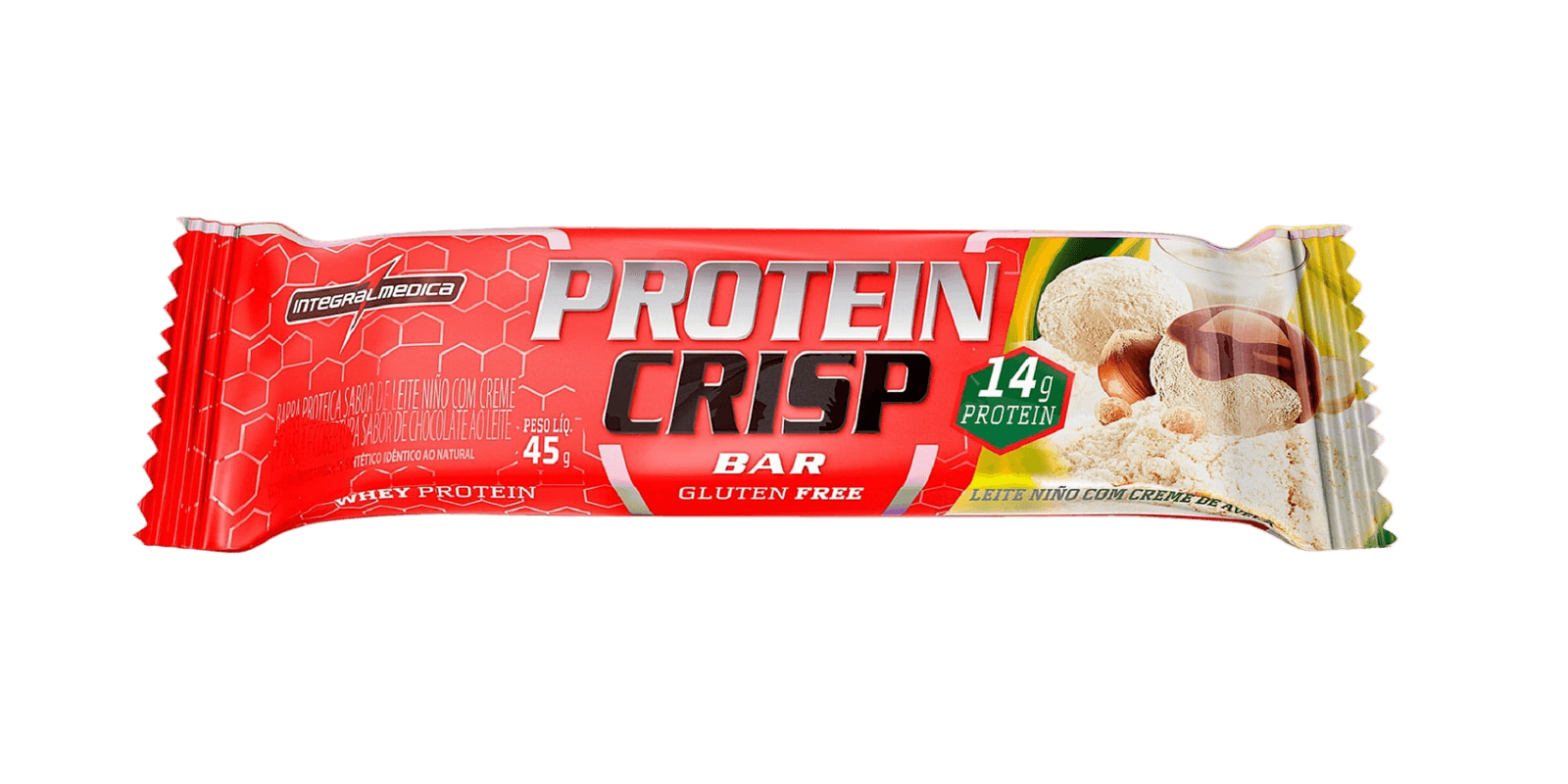 CRISP BAR INTEGRAL MEDICA LEITE PÓ COM CREME DE AVELÃ 45G — INTEGRAL MEDICA