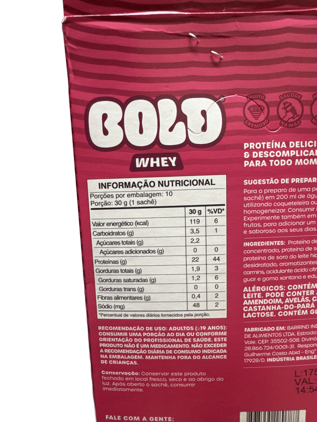 WHEY MOUSSE DE MORANGO 30G — BOLD — BOLD