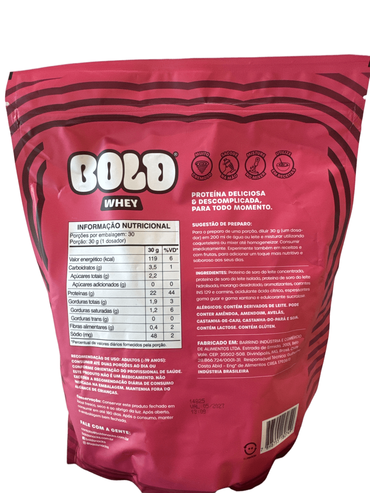 WHEY MOUSSE DE MORANGO REFIL 900G — BOLD — BOLD