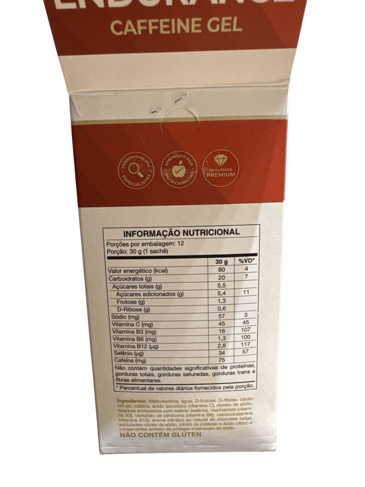 VITAFOR ENDURANCE CAFFEINE CHOCOLATE BELGA GEL 30G — VITAFOR