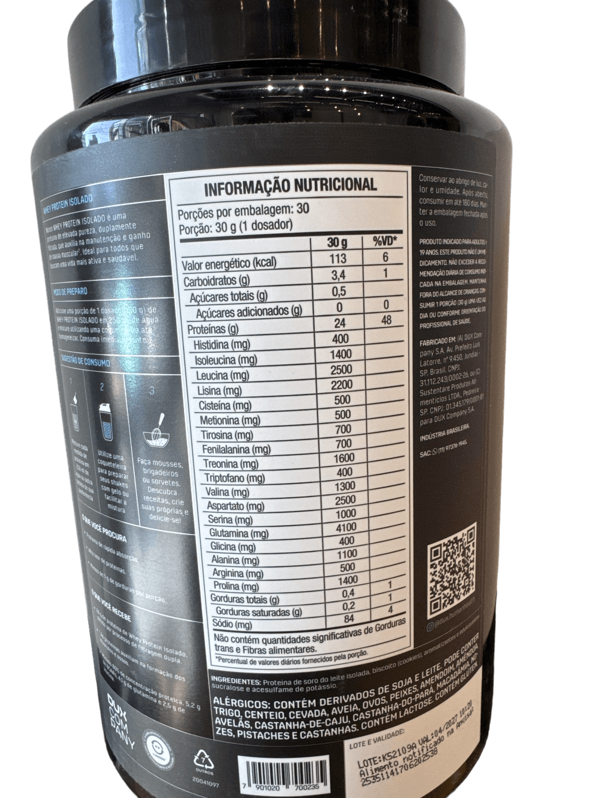 DUX WHEY PROTEIN ISOLADO BUTTER COOKIES 900G — DUX