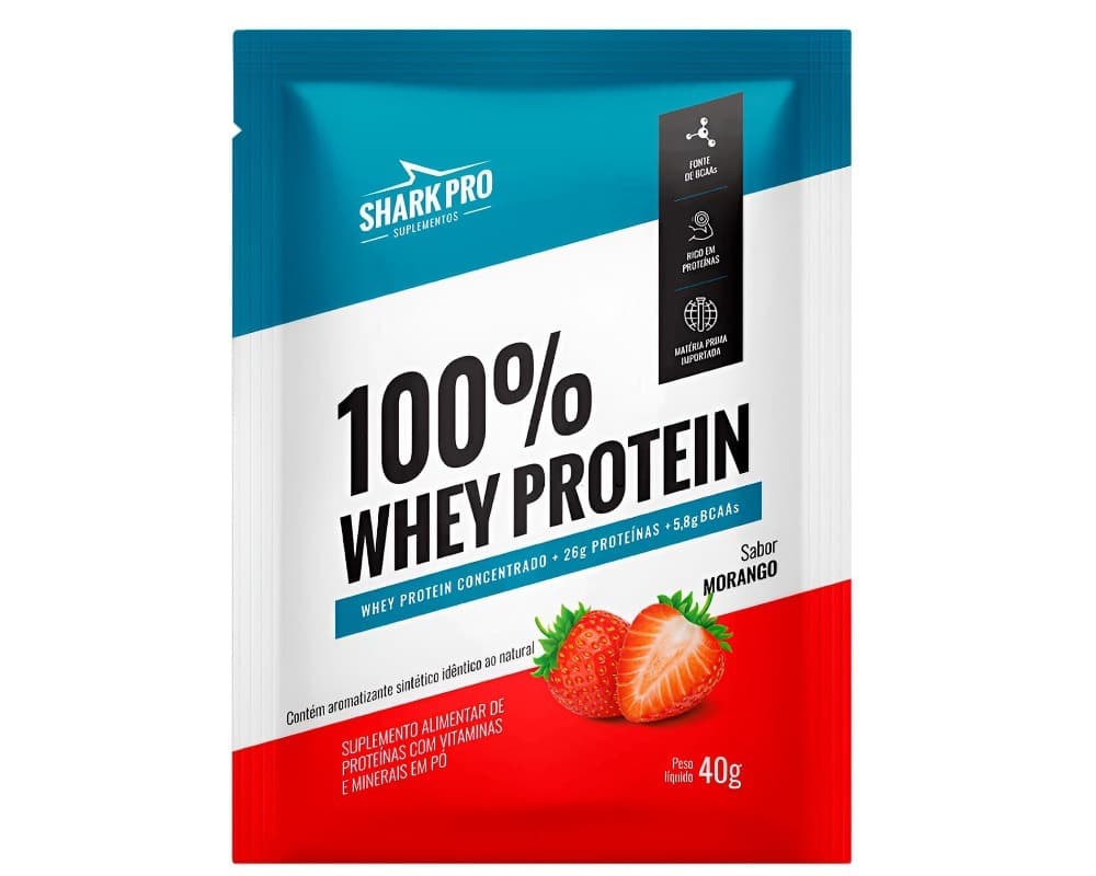 SHARK PRO 100% WHEY PROTEIN MORANGO SACHE 40G