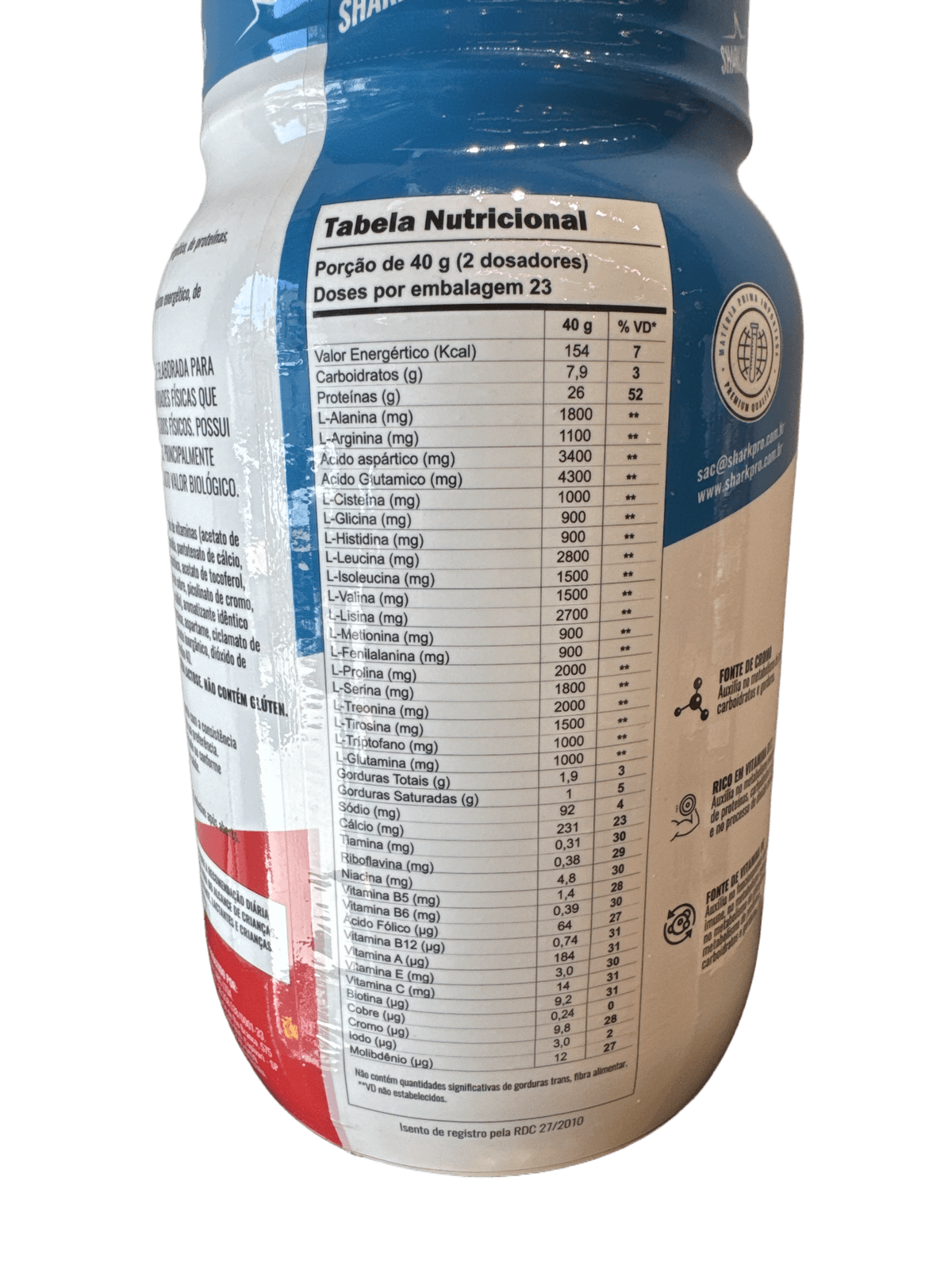 100% WHEY PROTEIN 900G MORANGO — SHARK PRO
