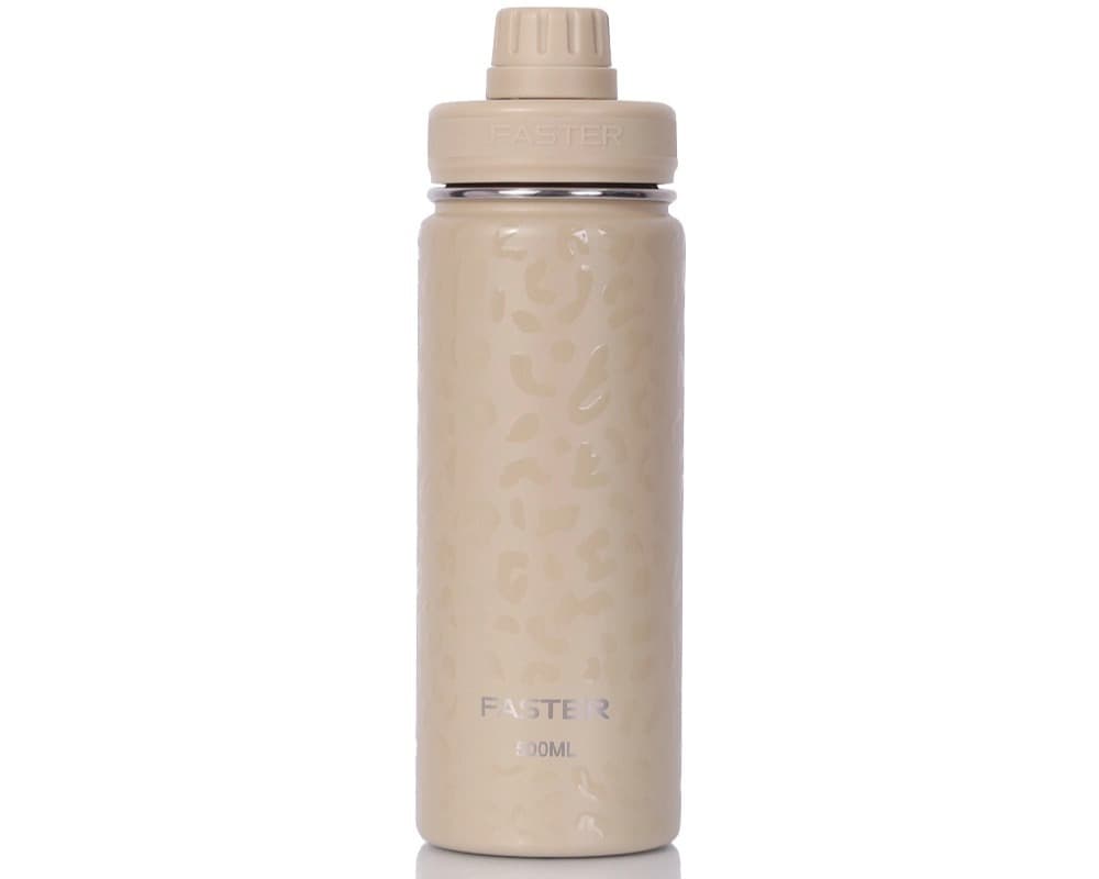 GARRAFA TÉRMICA 500ML FASTER TOUCH 3D ONÇA BEGE
