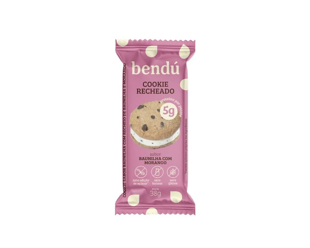 Cookie Baunilha com Morango 38g — Bendu — BENDÚ