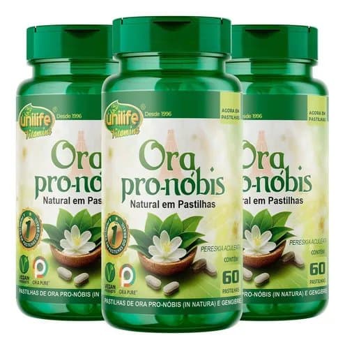 Pastilha Natural de Ora Pró-Nóbis 60 Pastilhas — Unilife — UNILIFE