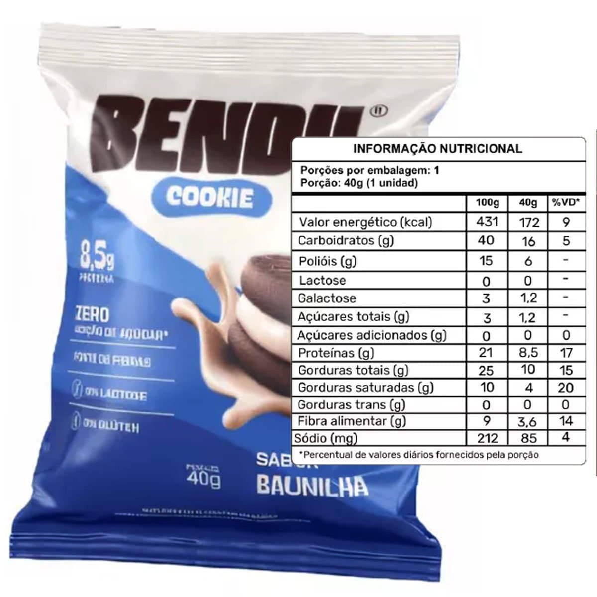 BENDU COOKIE BAUNILHA 40G — BENDU