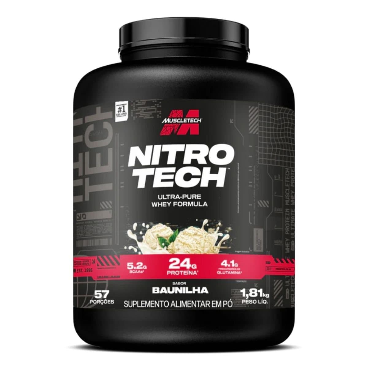 MUSCLETECH NITRO TECH WHEY BAUNILHA 900G — MUSCLETECH