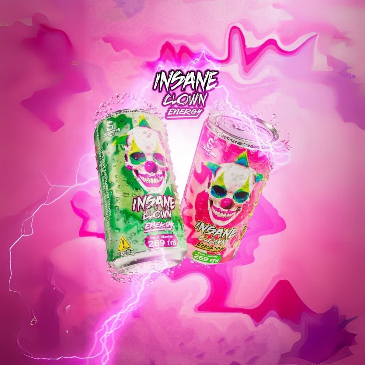 DEMONS LAB INSANE CLOWN ENERGY PINK LEMONADE 269ML — DEMONS LAB