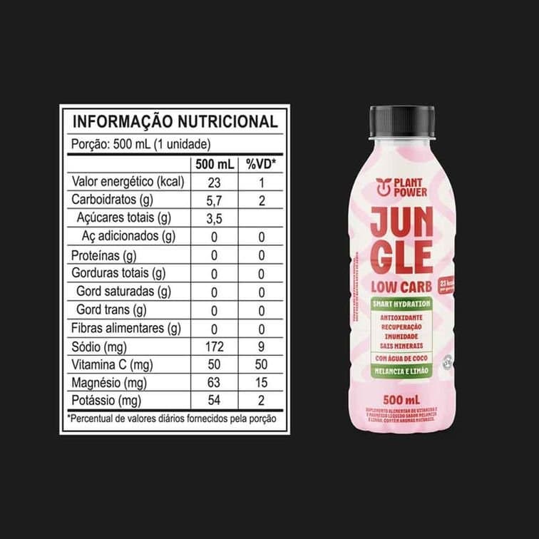 PLANT POWER JUNGLE LOW CARB MELANCIA E LIMAO 500ML — PLANT POWER