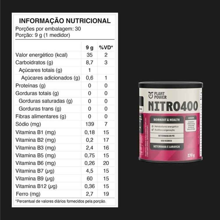 PLANT POWER NITRO400 BETERRABA E LARANJA 270G — PLANT POWER